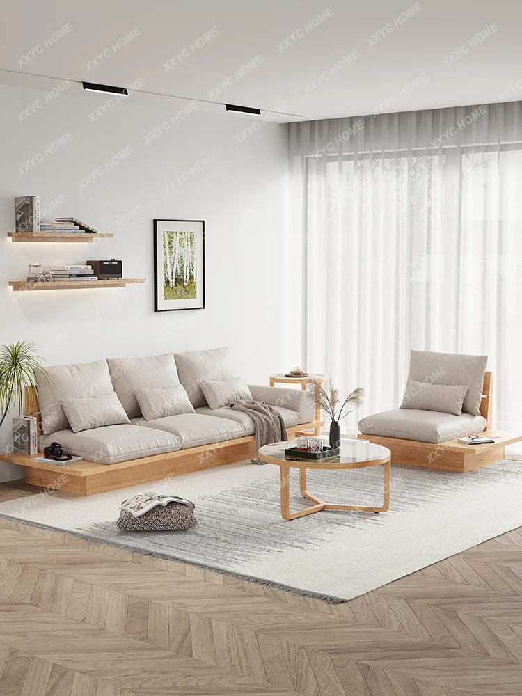 

Sofa Log Style Small Apartment Living Room Armless Sofa Wood Color Storage Fabric Deck Sofa