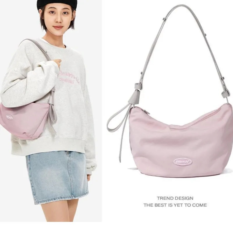 JIAERDI Harajuku Grey Shoulder Bags Women Sport Casual Pink Hobos Bags Handbag Female Fashion Messenger Underarm Bag Aesthetic
