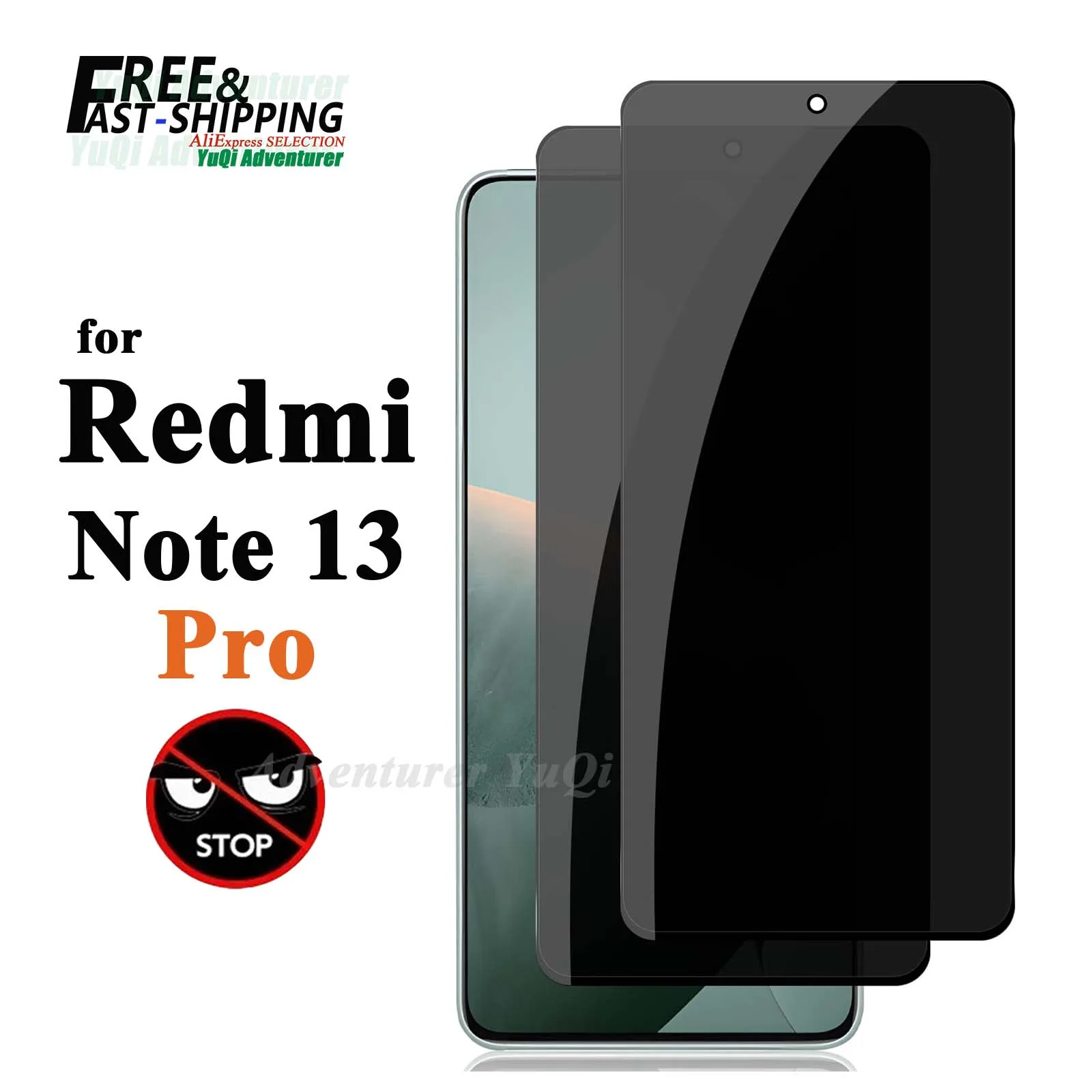 Anti Spy Screen Protector For Redmi Note 13 Pro 4G 5G, Tempered Glass 9H Privacy Peep Scratch High Aluminum Case Fit