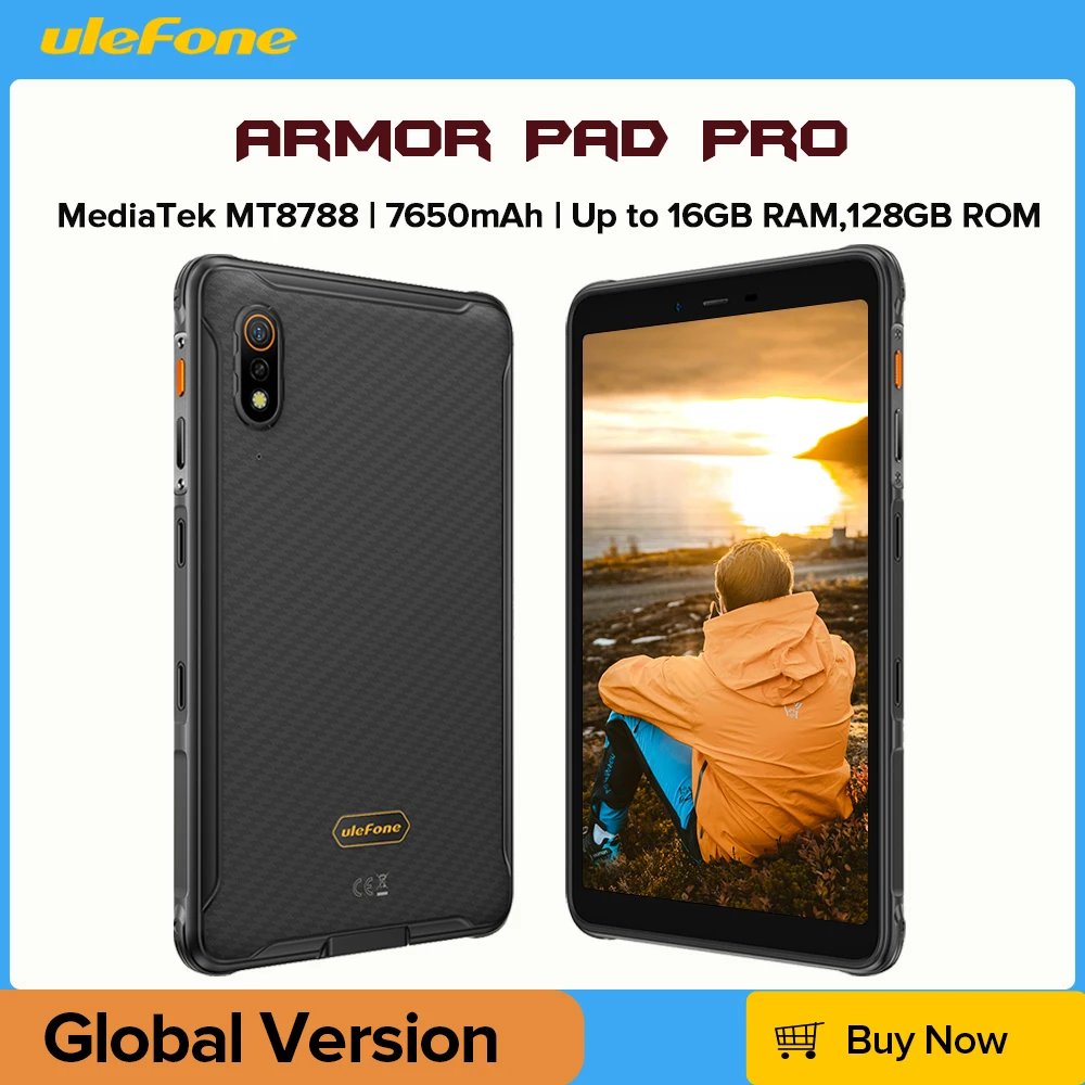 Ulefone Armor Pad Pro Rugged Tablet  IP68/IP69K 4G MT8788 16GB RAM（8GB+8GB  virtual RAM) 128GB ROM 48MP 7650mAh Android 13