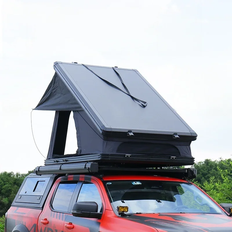 Upgraded Automatic Hydraulic Roof Tent with 4-sided Pop-up windows Waterproof Hard Shell for Camping Car Roof Overland Roof