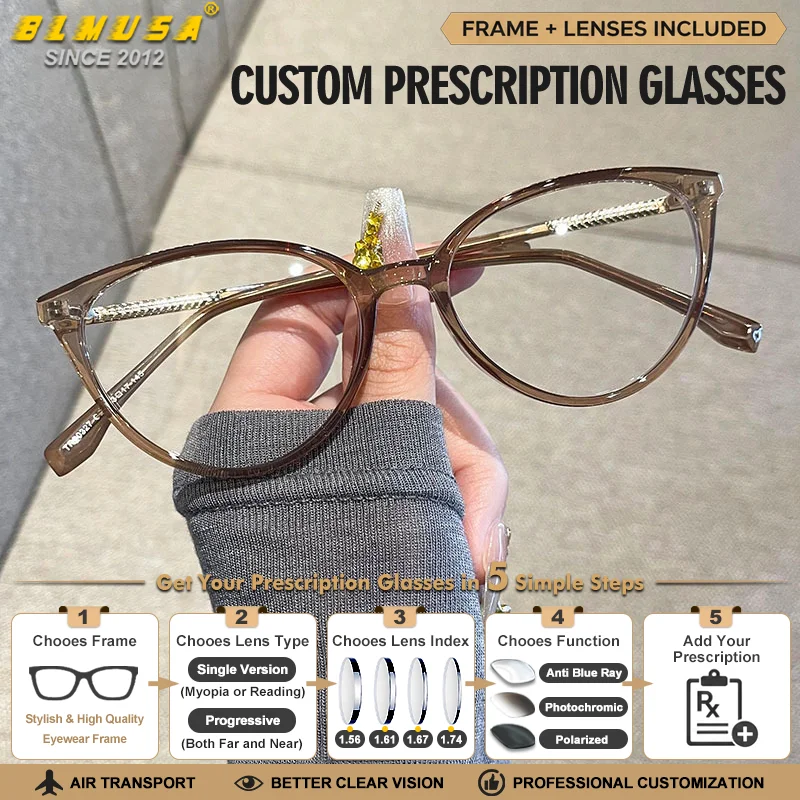 BLMUSA BLMUSA High-Quality Anti-Reflective Coating Reading Prescription Glasses Versatile Trendy Women Progressive Photochromic Eyeware - Aliexpress Deal