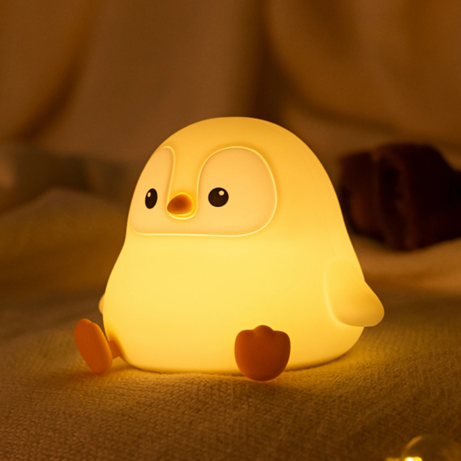 Śliczny PenguinBaby lampka nocna dla dzieci sypialnia akumulatorowa zwierzęca silikonowa lampka nocna do pokoju dziecięcego sterowanie dotykowe lampka nocna na prezent dla dziecka