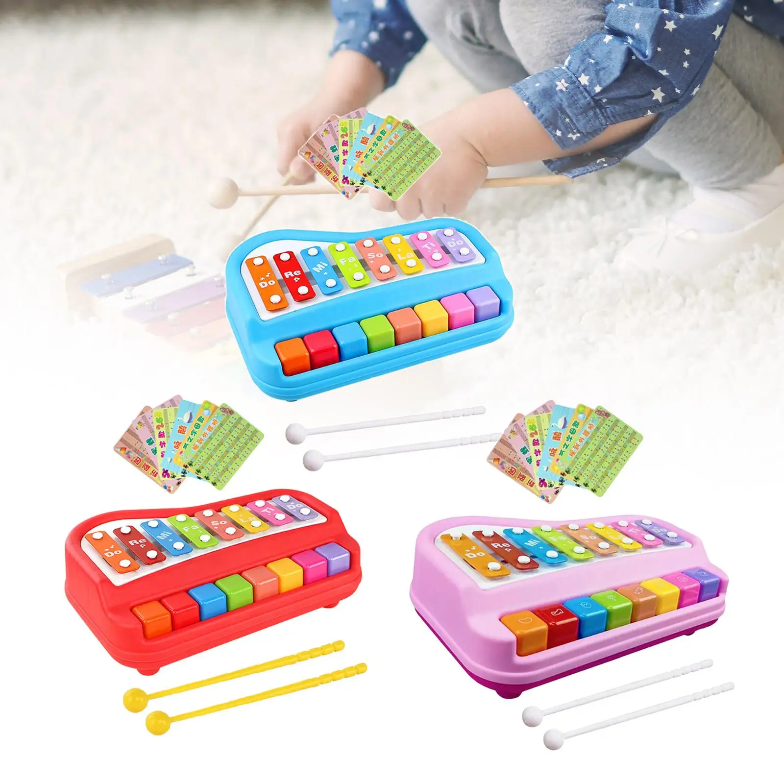 Instruments Toy Musical Learning Toy Percussion Instrument 2 in 1 Musical Instrument Toy Xylophone Toy for Girls Boys Gifts