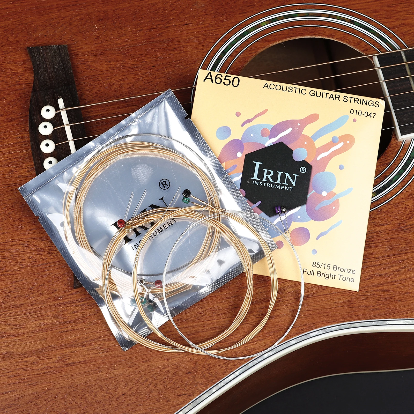 IRIN A650 Guitar Strings 1-6 Phosphor Bronze Stainless Steel Wire Strings Acoustic Folk Guitar Musical Instrument Accessories