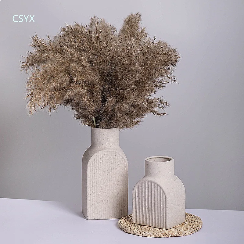 Nordic Ceramic Bisque Vase Creative White Retro Speckled Flower Insert Minimalist Home Hotel Decor