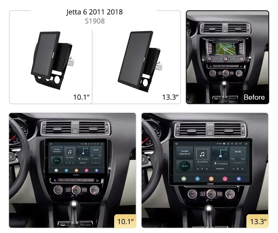 1920*1080 Ownice Android10.0 for Volkswagen Jetta 6 2011 2018 Car Radio Video Audio 13.3'' Rotatable 360 6G 128G Tesla Style