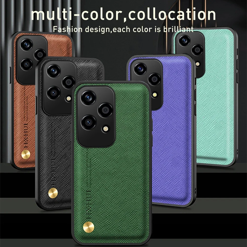 Funda magnética con textura de cuero cruzado para Honor 200 Lite, Carcasa protectora para cámara, marco de TPU, 200 Lite, 200 Lite