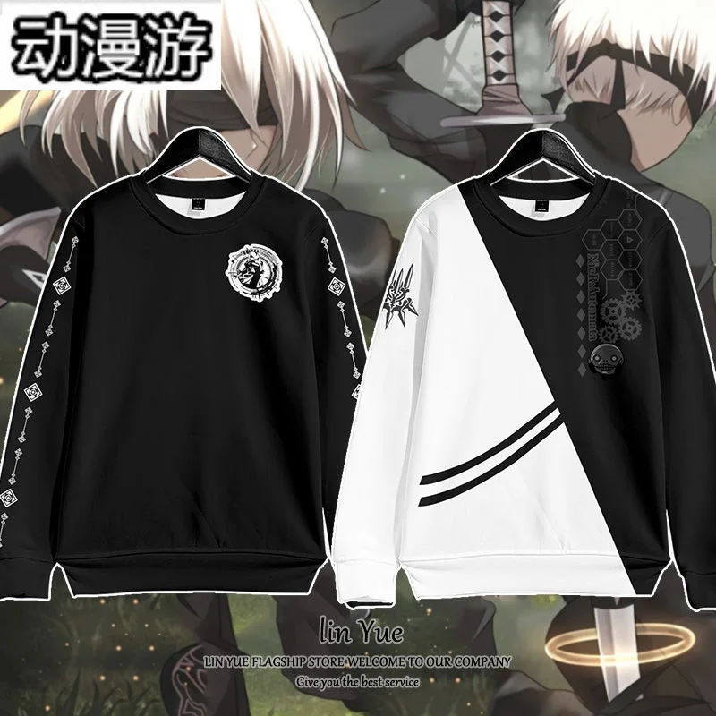 Anime NieR Automata 2B YoRHa No. 2 Type B 9S YoRHa No. 9 Type S Cosplay Costume 3D Hoodies Men Women Outwear Hoodie Jacket