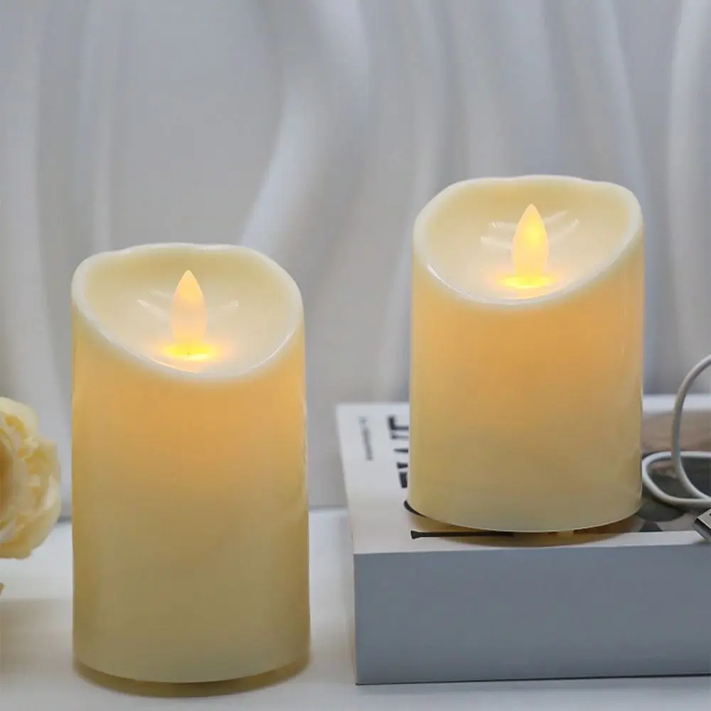 크리 에이 티브 전자 촛불 빛 USB 충전식 Flameless 스윙 Flameless 양초 휴대용 장식 따뜻한 빛나는 양초