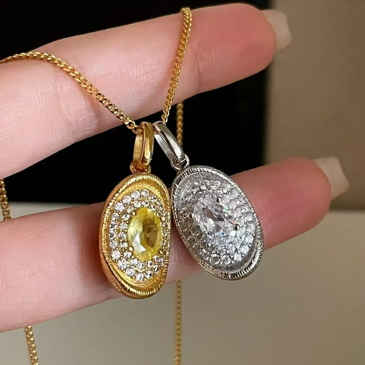 BOCAI New S925 Pure Silver Jewelry Simple and Niche Set With Zircon Gold Ingot Pendant Women's Selected Gift