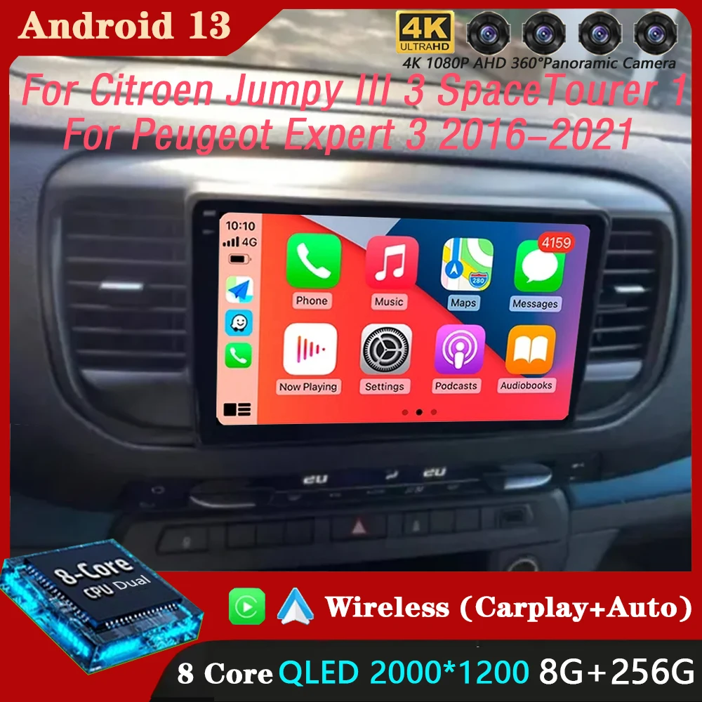 Android 13 Carplay For Citroen Jumpy III 3 SpaceTourer 1 For Peugeot Expert 3 2016 2017 2018 - 2021 Car Radio Multimedia Player