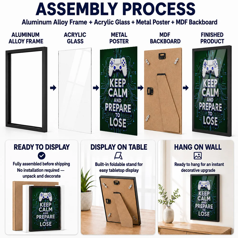 Keep Calm And Prepare To Lose Framed Metal Print Customized Graphic Tribute Wall Art Made For Collectors Styling Living Room