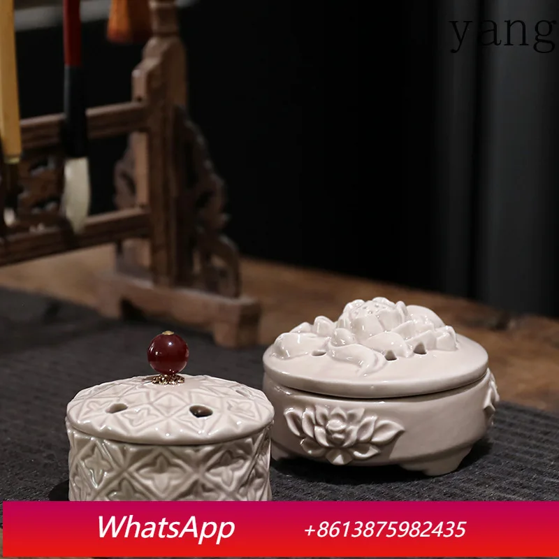 

LTT plant ash relief lotus aromatherapy burner ceramic plate incense burner home interior creative ornament