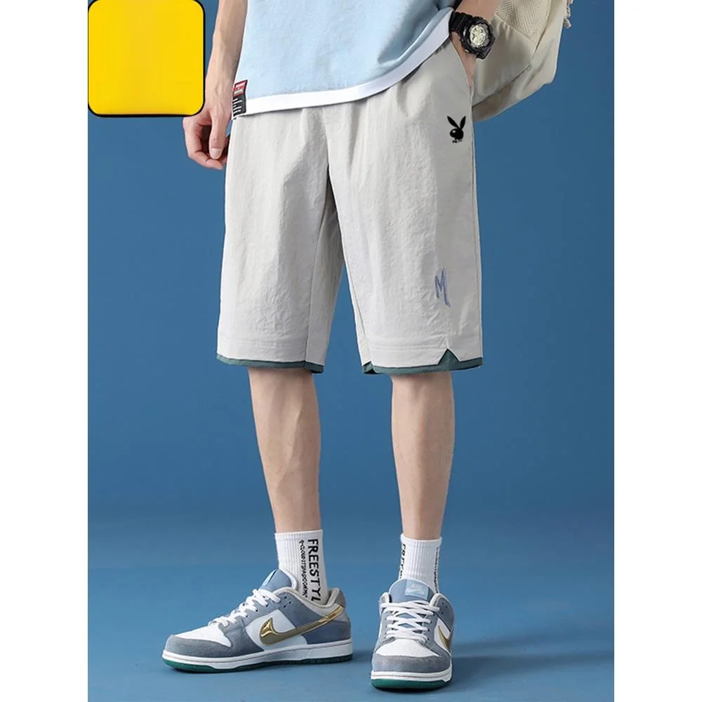 

Ice Silk Qui Dry orts Men Summer Outdoor Thin New Baskeall Sports Running Casual Five-Quarter Pants