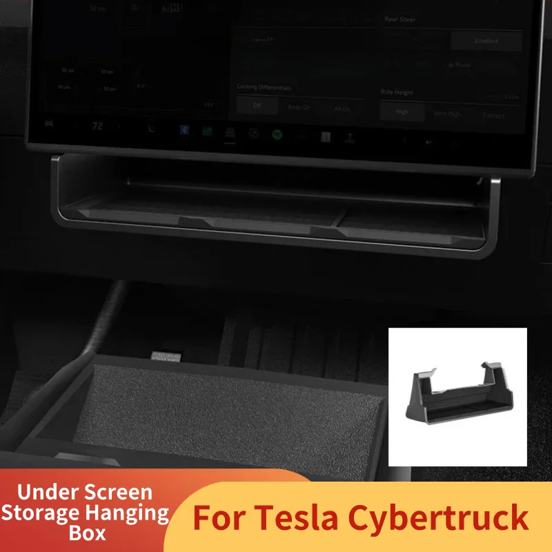 صندوق معلق للتخزين تحت الشاشة لـ Tesla Cybertruck 2025 + صندوق تخزين التحكم المركزي أداة مكتب درج اكسسوارات السيارات