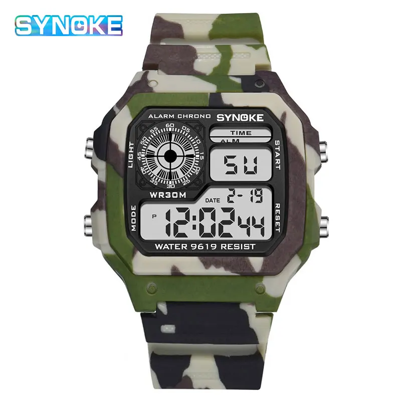 SYNOKE Camouflage Military Watches Fashion Men\'s Digital Watch Waterproof Wristwatch Running Clock Relogio Masculino 2022 New