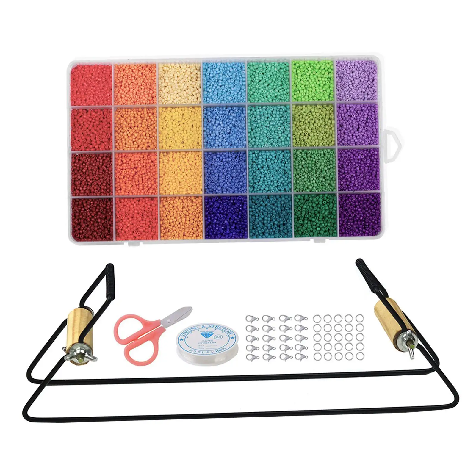 Metal Bead Loom Kit Open Jump Rings Elastic String Scissors Beads for Jewelry Making DIY Bracelets Necklace Pendants Dangle