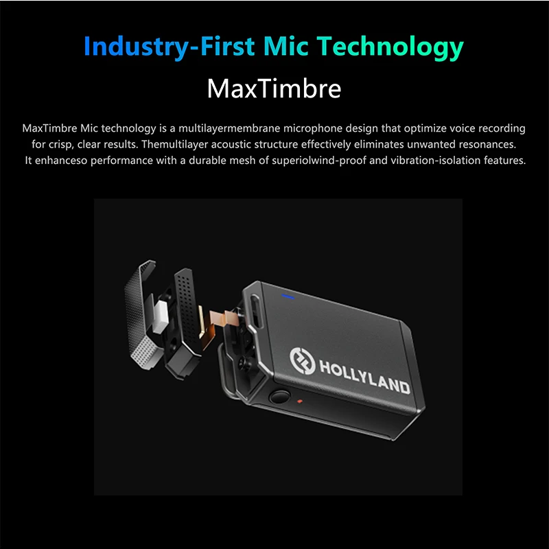 Hollyland Lark Max microfono Lavalier Wireless microfono professionale per interviste Vlog per fotocamere DSLR Smartphone Laptop