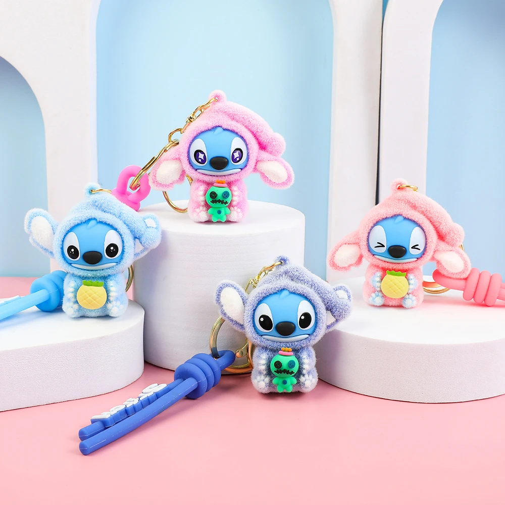 4PCS New Lilo & Stitch Keychain Pendant Anime Cute Doll Keyring Ornament Key Chain Pendant Kids Toys Gifts