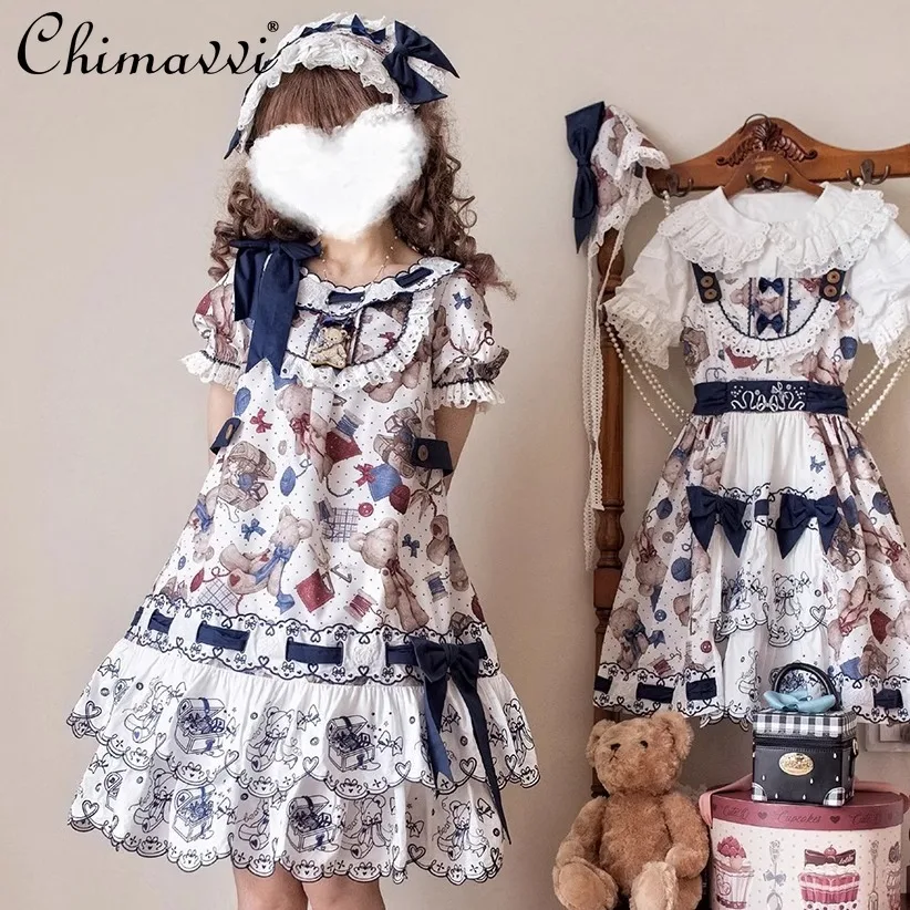 

Оригинальное платье для куклы Лолиты, лето 2029, новая милая одежда для девочек, милые темпераментные короткие платья с мультяшным принтом для женщин