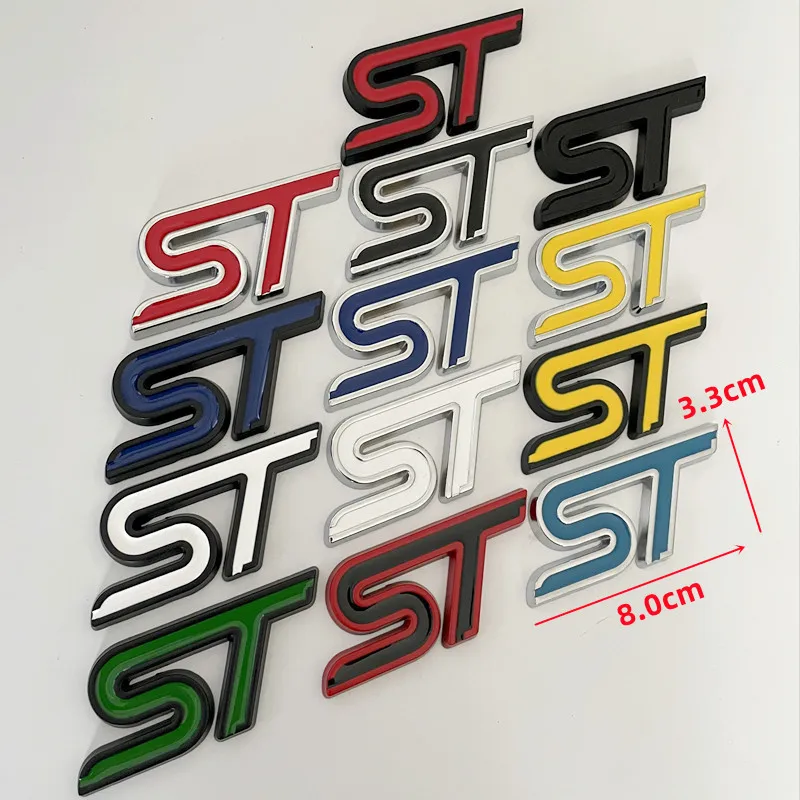 3D Metal Logo ST Grill Badge Car Trunk Emblem For Ford Mondeo Puma Fiesta MK6 Explorer Focus MK2 MK3 MK4 ST Sticker Accessories