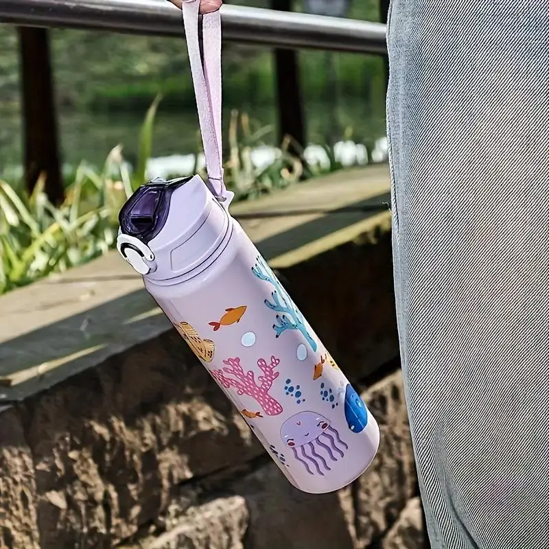 800ml Dinosaur Rainbow Straw Cup Cute Water Bottle Outdoor Camping Picnic Portable Large Capacity Washable Reusable Lightweight