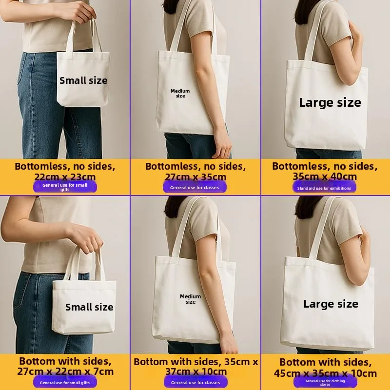  Canvas Tote Bag DIY Handwoven Small Size Carry-On Bag for Students And Office Workers Casual Simple Style Storage Bag