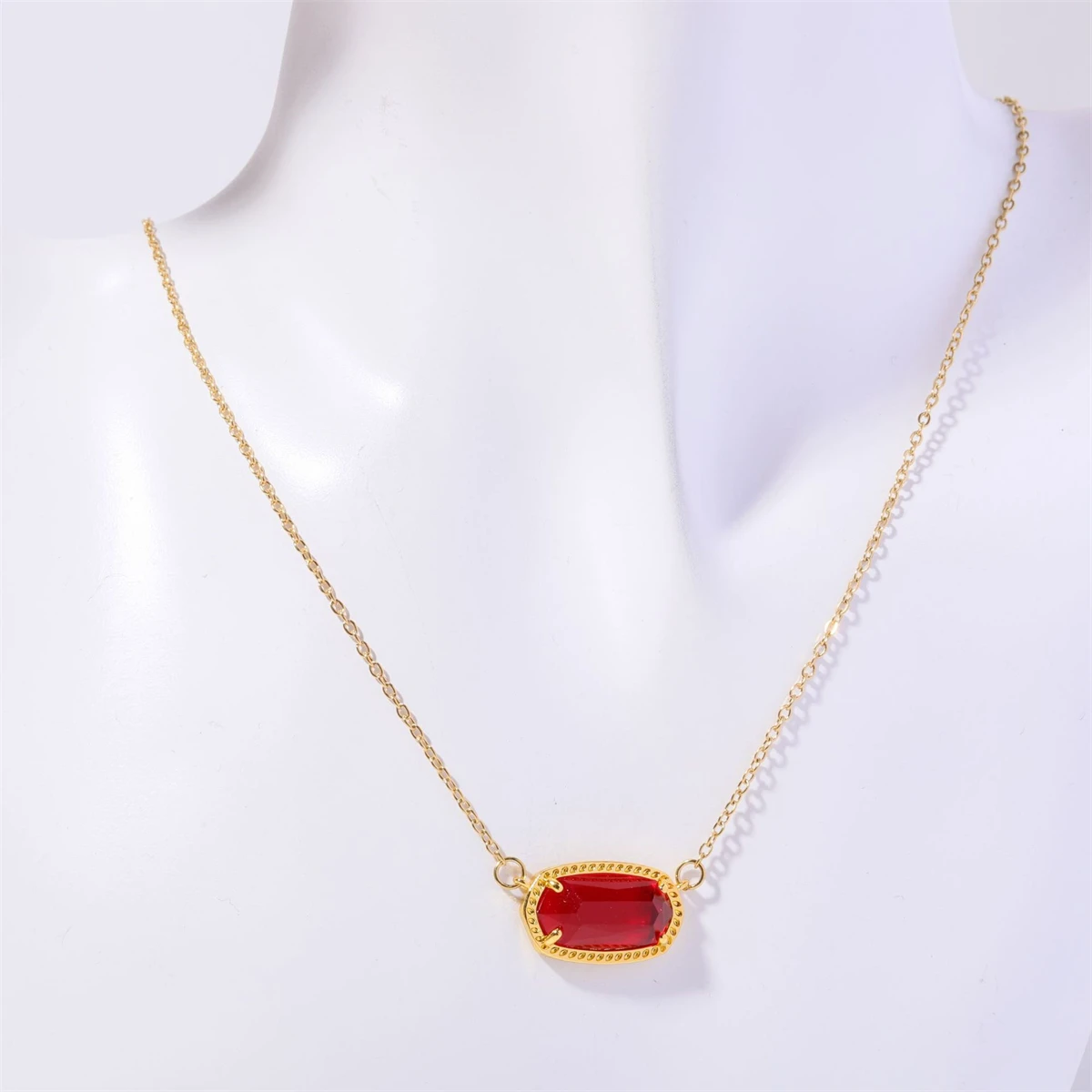 Natural Stone 12 Birthstone Necklace, Crystal Pendant Necklace, Light Luxury Electroplated True Gold Color Protection