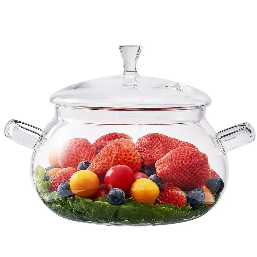 

Glass Pot, 2.5 Quart Saucepan With Lid, Microwave, Stove and Dishwasher Safe