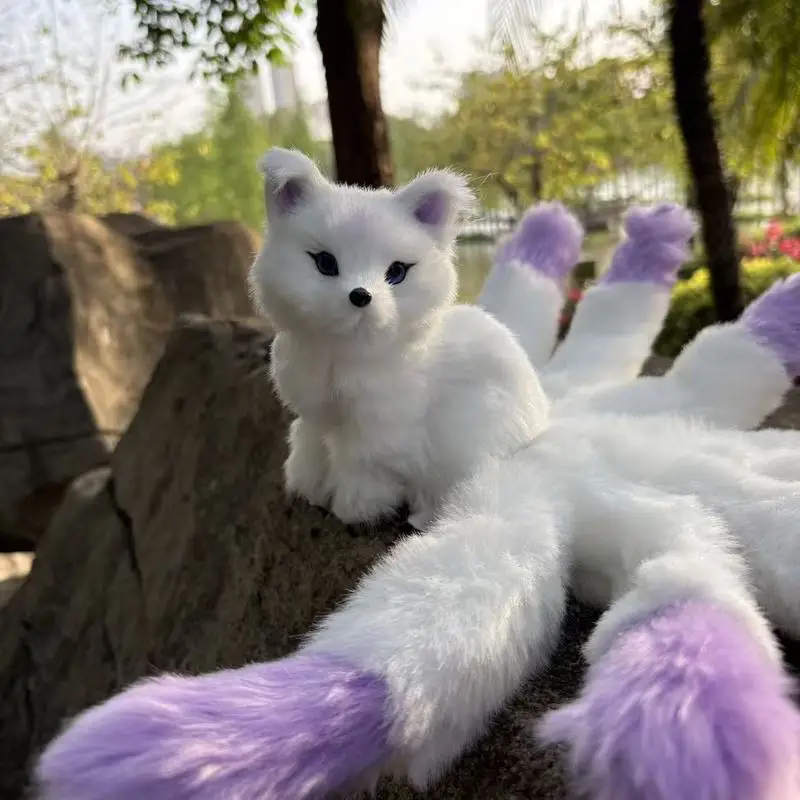 다채로운 구미호 인형 사실적인 동물 모델 귀여운 애완동물 장식 자동차 집 정원용 이상적인 선물 아이템