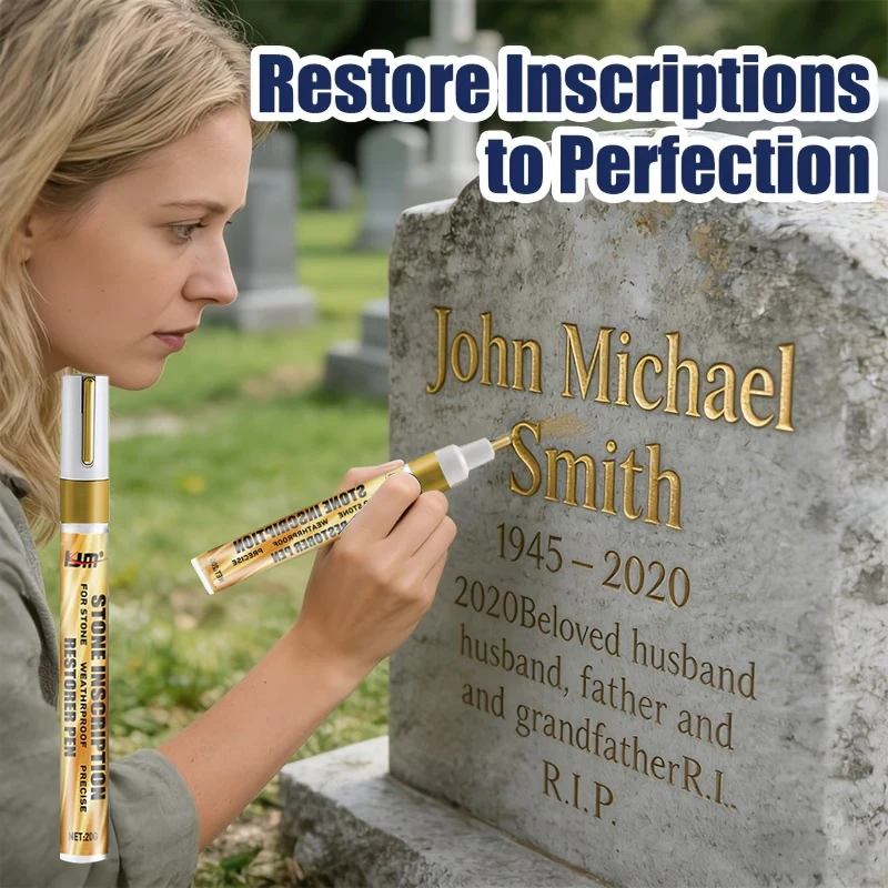 Stone Inscription Restorer Pen Weatherproof Gold Paint Pen For Tombstone Monument Pet Memorial Stone Graffiti Repair