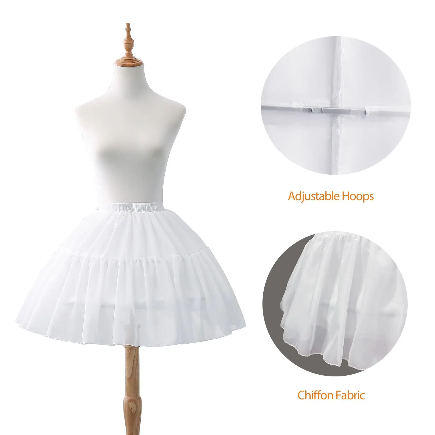 Lolita Crinoline Petticoat Vrouwen Meisjes Wit Chiffon 2 Hoepels Korte Petticoat Cosplay Crionline Prom Baljurk