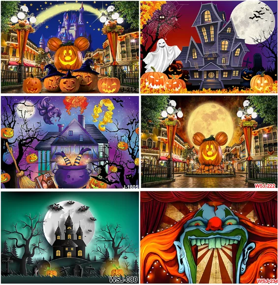 

Halloween Theme Backdrops Pumpkin Photographic Scary Night Party Decor Backgrounds Trick or Treat Photocall Studio Banner Props