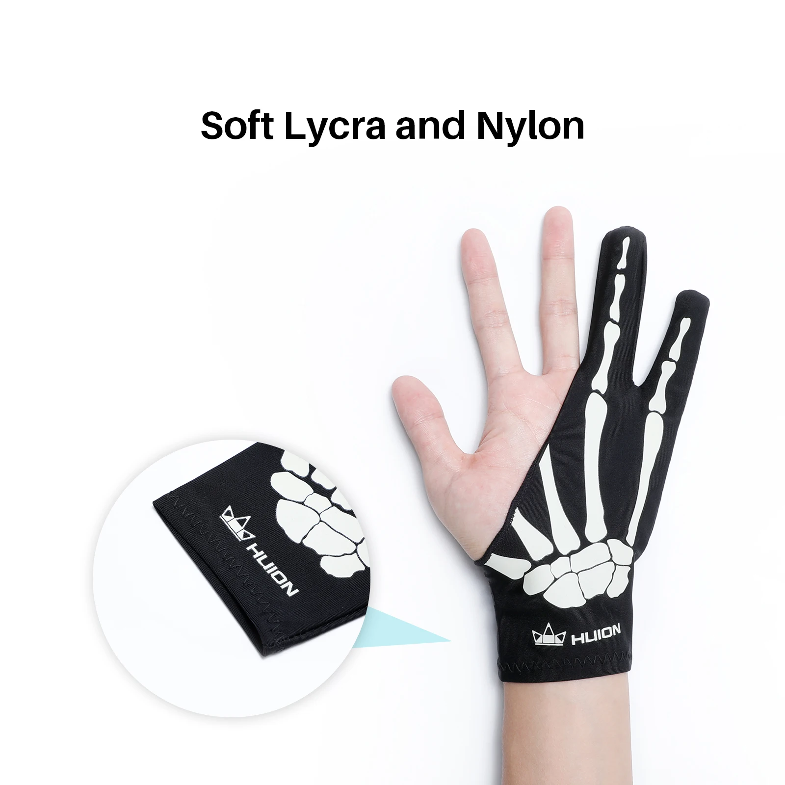 Huion Skeleton Glove Two- Finger Anti-fouling Artist Glove Flexible and Comfortable Drawing Glove