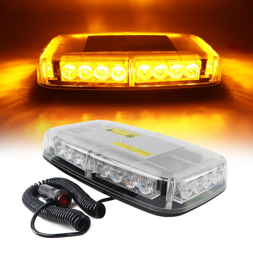 24 LED Emergency Strobe Lights Amber White Car Roof Top Safety Warning Light Bar Police Flashing Signal Lamp For 12/24V Vehicle