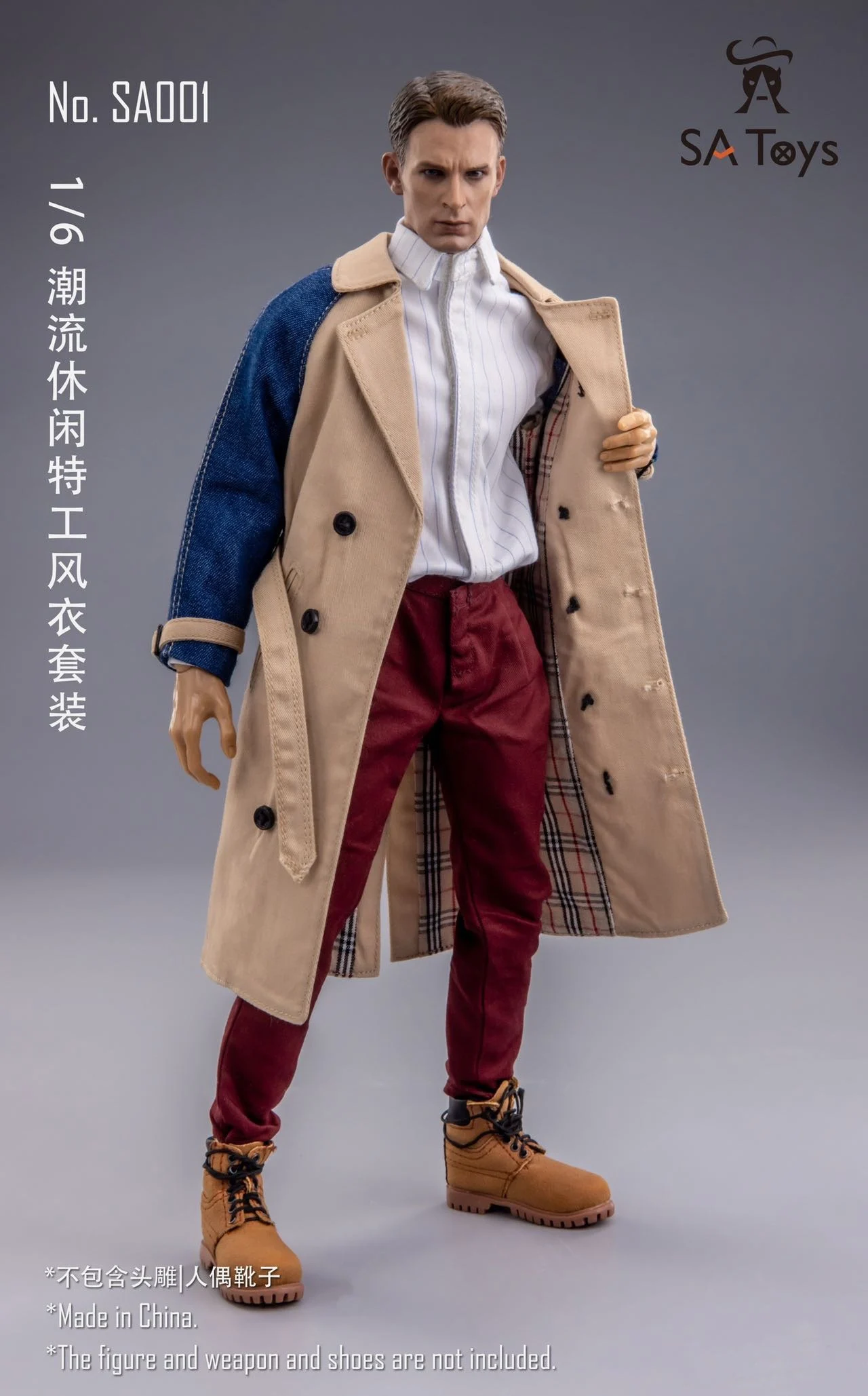 SA Toys SA001 1/6 Scale Four Casual And Trendy Casual Spy Trench Coat Sets For Male Soldiers Fit 12 inch Action Figure Body