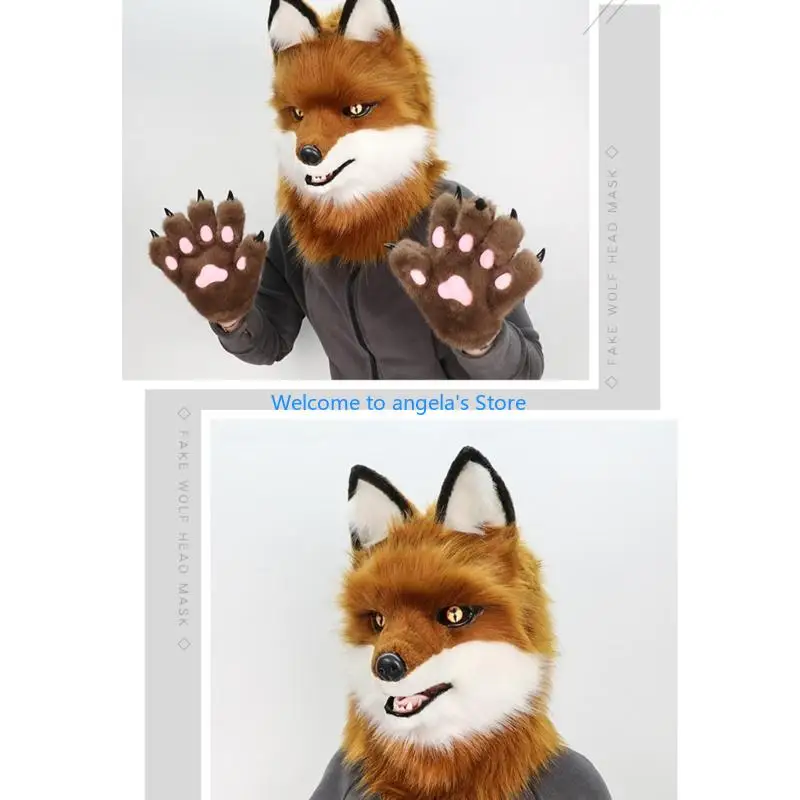X4YC Life Like Canine Full Head Mask Comfortable Headgear Hat Realistic Lookings Design for Cosplay and Theme Event Dressing