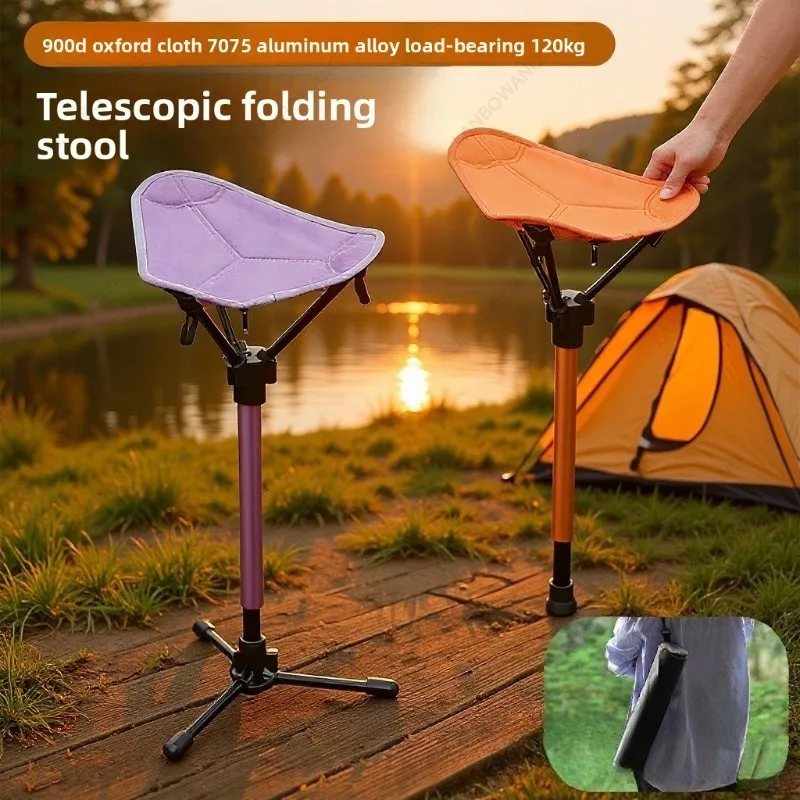 Portable Aluminum Retractable Folding Stool Lightweight Chair For Camping Fishing Queue Outdoor Travel Equipment