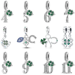 Lucky Series 925 Sterling Silver Lucky Number Clover Green Charms Beads 3mm DIY Holiday Fine Jewelry Gifts