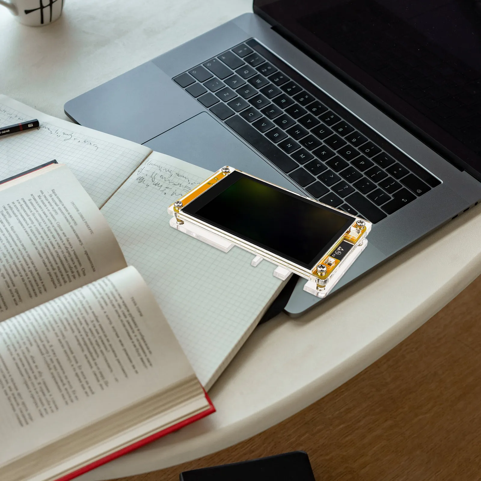 3.5 Inch Acrylic Capacitive Touch Screen Case Clear Protective Enclosure with Fixed Stand Stylish Modern Design Full