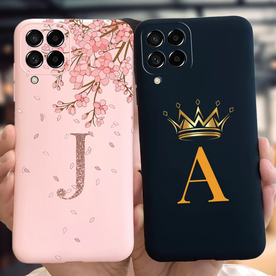 For Samsung Galaxy M53 5G Case Luxury Initials Letters Alphabet Silicone Soft Cover For Samsung M53 M33 5G 2022 M336B M536B Case