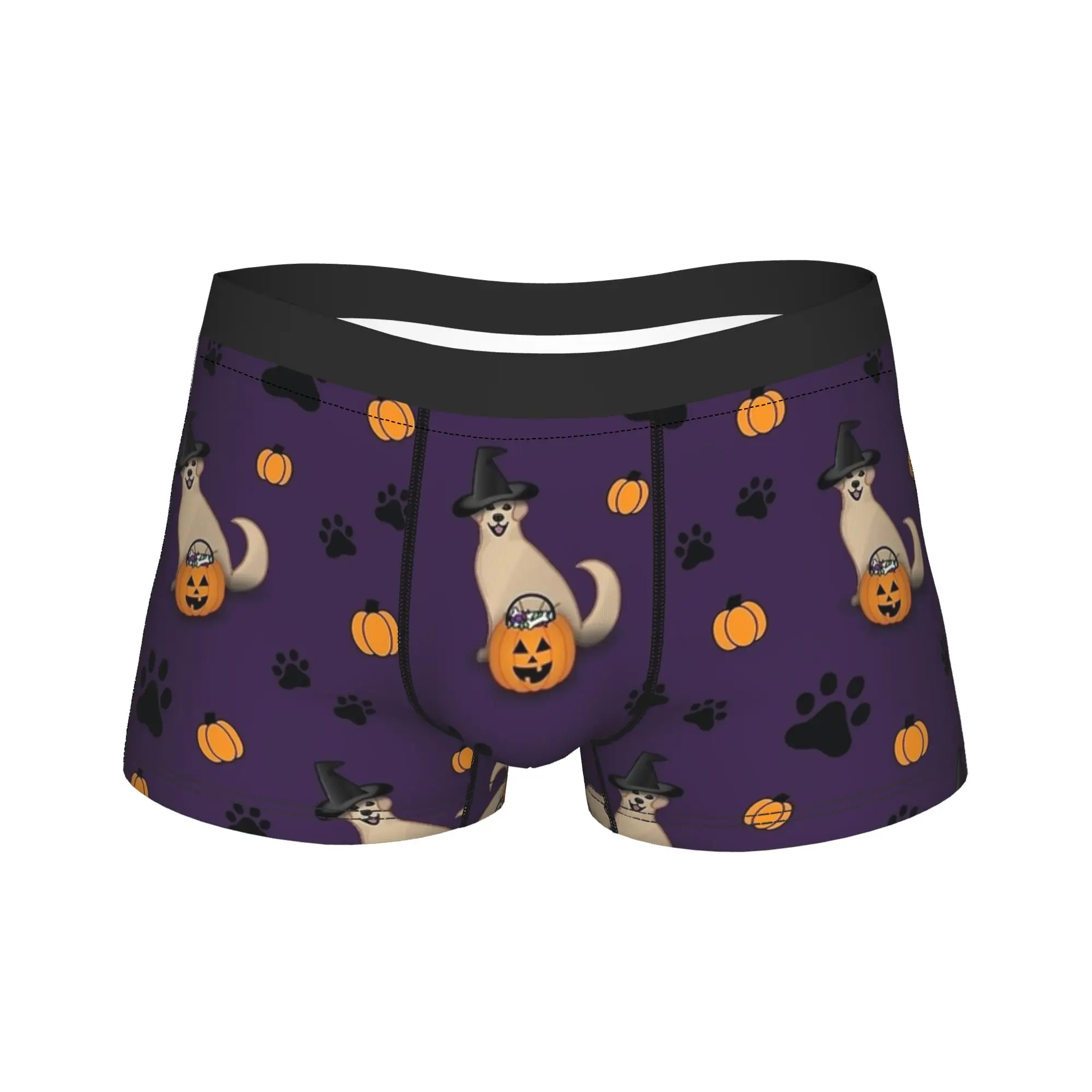 Men's Cartoon Halloween Ghost Pumpkin Long Underwear  Novelty Boxer Briefs Shorts Panties Male Breathable Underpants Plus Size