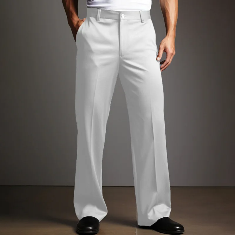 

2026 Spring Summer Men's Dress Pants Solid Color Button Pocket Straight Trousers Business Casual Outfit Clothing