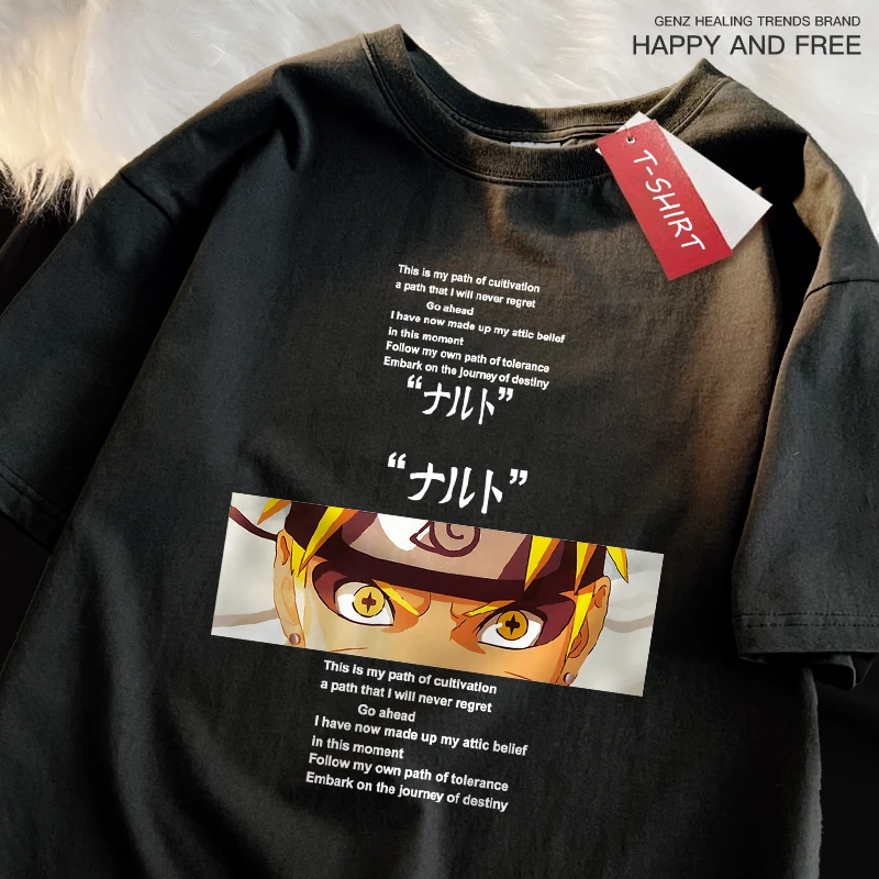 Uzumaki Naruto Naruto -ナルト Print T Shirt Womans Loose Anime T-Shirt Harajuku Youth Tshirt Home Loose Fittingshort Sleeved