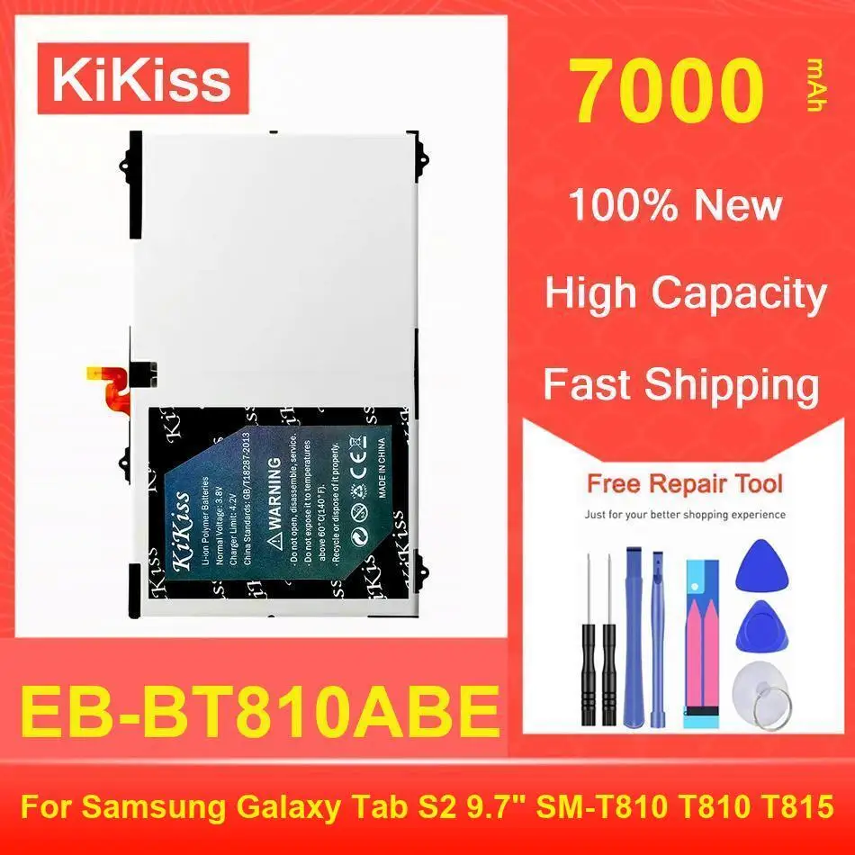 

Kikiss Battery For Samsung Galaxy Tab S2 9.7 T815C T813 T815 T819C SM-T815 SM-T810 SM-T817A EB-BT810ABE 7000Mah