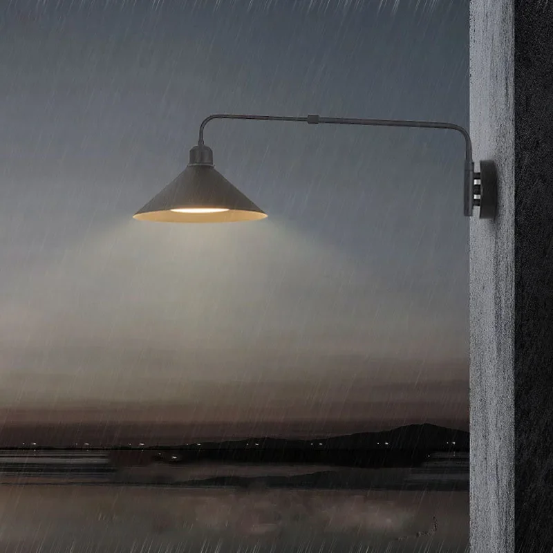 Industrial Retro Telescopic Swing Arm Wall Lamp Long Pole Iron Art Decorative Wall Mounted Waterproof Balcony Living/dining Room