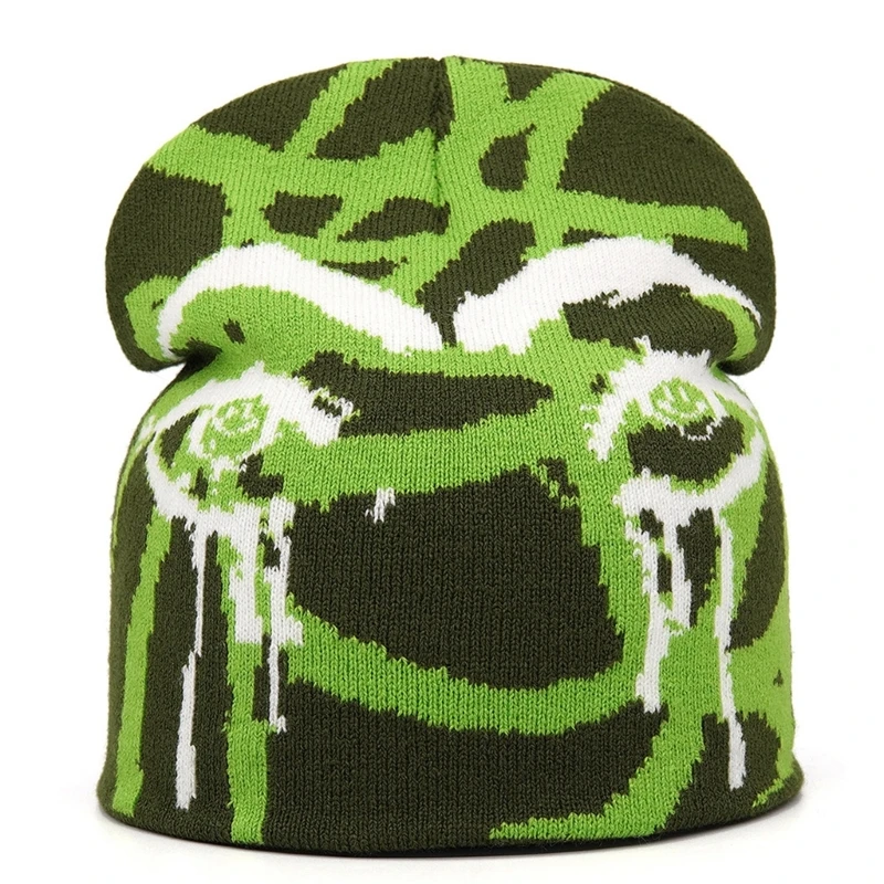 Fashion Skull Caps Crochet Face Pattern Hat Teens Soft Warm Pullover Hat