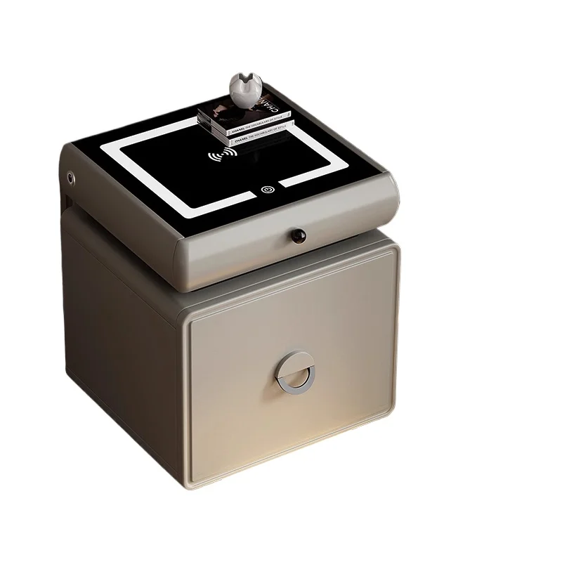 

Бытовой умный сейф для прикроватной тумбочки, замок с паролем по отпечатку пальца, многофункциональная прикроватная тумбочка, встроенный цельнометаллический противоугонный сейф