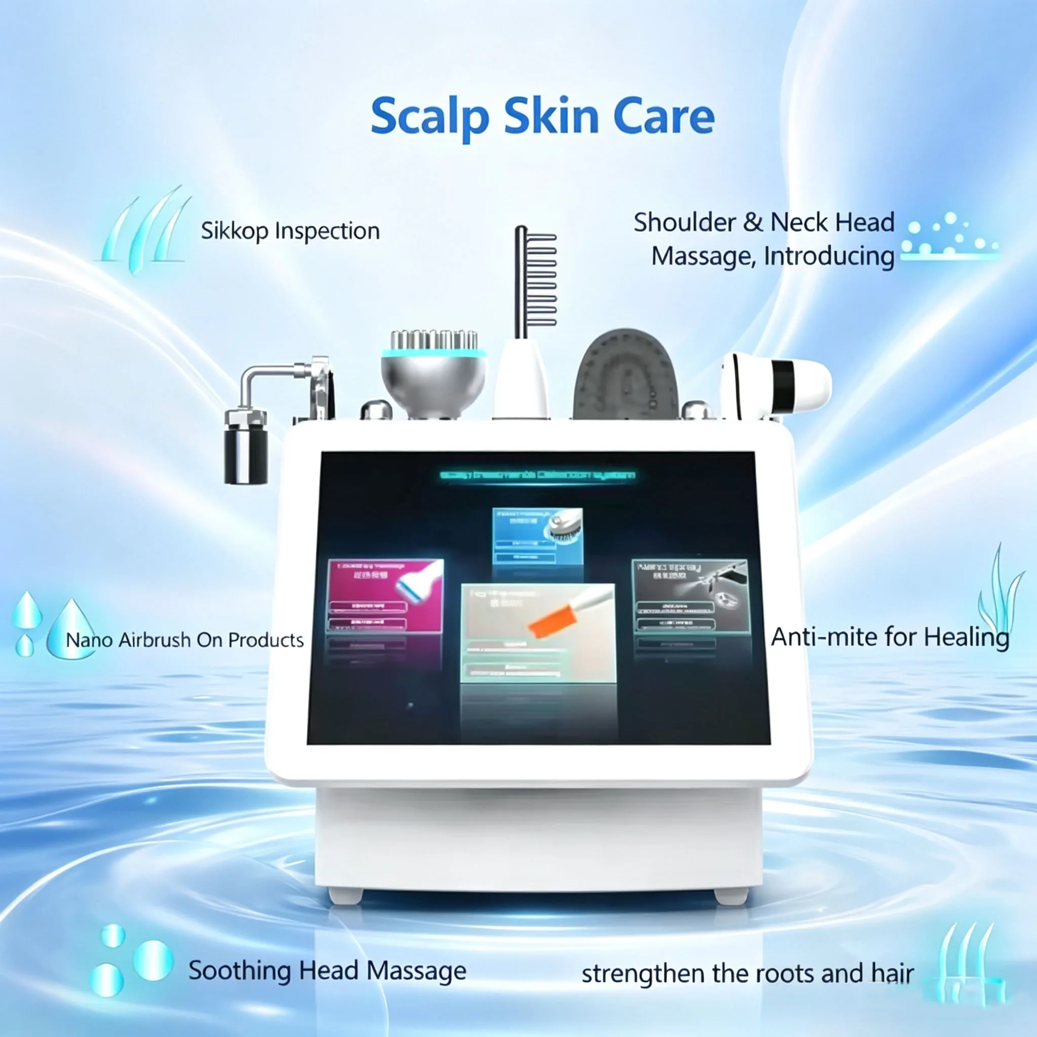 Intelligent Five in One Scalp Care Hair Follicle Detection Device Meridian Massage Scalp Care Comprehensive Device